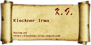 Kleckner Irma névjegykártya