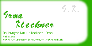 irma kleckner business card